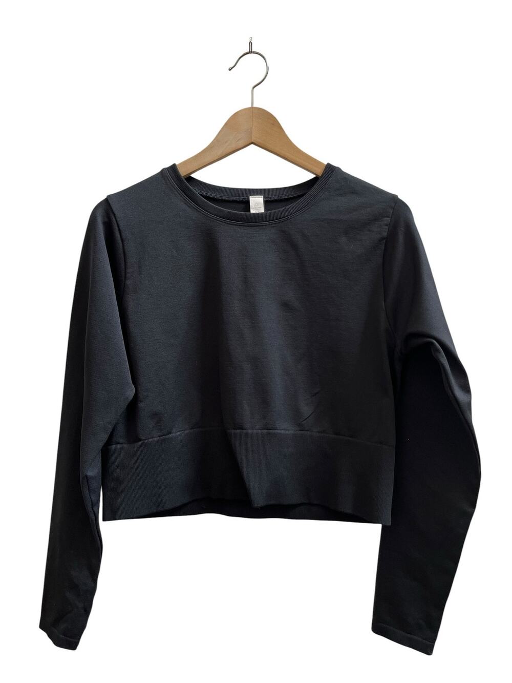 Offline Aerie Black Sidewalk Seamless Long Sleeve Cropped Top XL Breathable